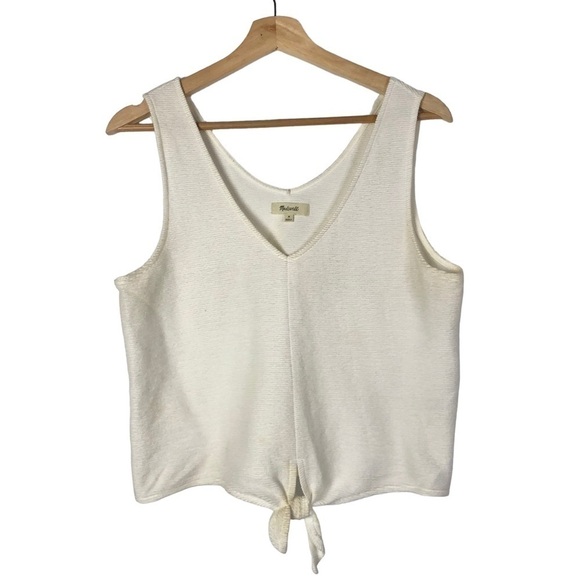 Madewell Texture & Thread White Tie Front Tank Top M - Picture 2 of 5